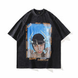 Men T Shirt Vintage Print Short Sleeves Men's and Women's Fashion Brand T-shirt Loose round Neck