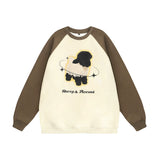 Men Hoodie Printed Crew Neck Sweatshirt Men's Color Matching Long Sleeve Autumn and Winter