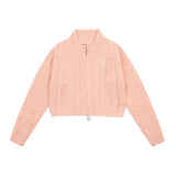 Women Sweater Short Knitted Open XINGX Zip Autumn Sweater Coat