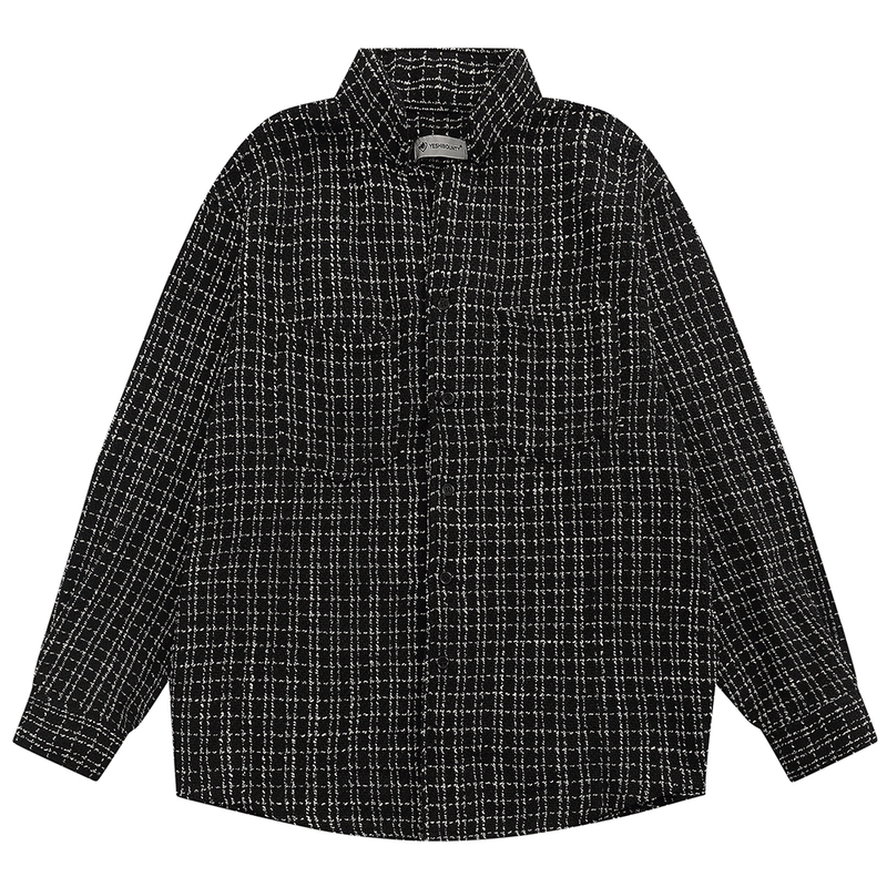 Men Long Sleeved T Shirt Embroidered Long Sleeve Shirt Coat Men's Loose Cardigan Plaid Shirt