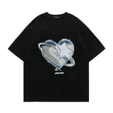 Men T Shirt Heart Printing Short-Sleeved T-shirt Men's Loose Couple Casual