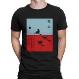 Cat Cute Animal Crewneck TShirts Haruki Murakami Kafka