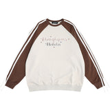 Men Hoodie Letter Gradient Printing Color-Block Crew Neck Sweatshirt