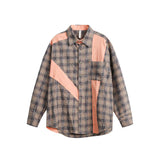 Unisex Sweater Color-Contrast Check Long Sleeve Shirt