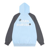 Men Hoodie Spider Web Contrast Color Raglan Hooded Sweater