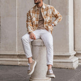 Men Shirt Autumn Cardigan Plaid Men's Shirt