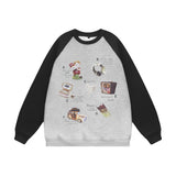 Men Hoodie Creative Fun Cartoon Printed Crew Neck Sweatshirt
