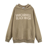 Men Hoodie Letters Printed Hoodie Autumn and Winter Washed Old