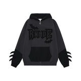 Women Hoodie Hooded Sweater Women's Color Matching Letters Autumn and Winter Loose