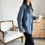 Women T-shirt Denim Shirt Women's Spring and Autumn Loose Casual Top Coat