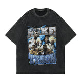 Men T Shirt Vintage Washed and Worn Butterfly Print Short Sleeve Men and Women Loose