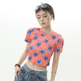 Women T-shirt Short-Sleeved T-shirt Girls Ins Niche round Neck
