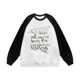 Men Hoodie Color Matching Raglan Long Sleeve Crew Neck Sweater