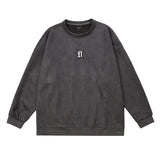 Men Hoodie Simple Embroidered Letter Crew Neck Sweatshirt