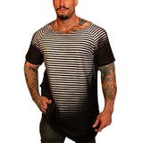Men T Shirt Summer Stripes Casual Short-Sleeved T-shirt Men