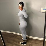 Women Dresses Fashion Hooded Long-Sleeve Zipper Hip Bag Dress