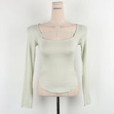 Women Long Sleeve Shirt Bottoming Shirt Curved Top Autumn Long Sleeve