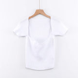 Women T-Shirt Summer Slim Fit Short Sleeve Knitted T-shirt