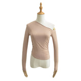 Women's T-Shirt Long-Sleeved T-shirt Women's Autumn Slim-Fit Pleated Bottoming Shirt Top