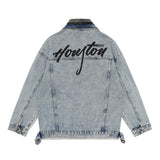 Men Denim Jacket Men's Stitching Wash Loose-Fitting Denim Clothes Coat