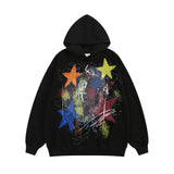 Men Hoodie Hip Hop Five-Pointed Star Graffiti Splash Ink Printed Hoodie