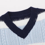 Women Vest Color Matching Short Striped Knitted Vest Women Sleeveless