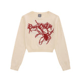 Women Sweater Short Sweater for Girls Spring and Autumn Leisure round Neck Long Sleeve