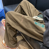 Men Sweatpants Retro Corduroy Casual Pants Men's Straight Loose Wide Leg