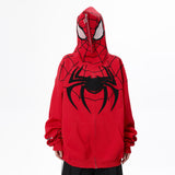 Men Hoodie Spider-Man Embroidered Masked Hooded Sweatshirt Sports Zipper Cardigan Outerwear
