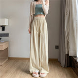 Palazzo Pants Women's Wide-Leg Pants Summer High Waist Casual Cotton and Linen