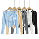 Women T-shirt Spring Summer Women's Wear Stitching Long Sleeve T-shirt Female