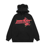 Men Fleece Lined Hoodie Letter Hooded Cardigan Sweater Men's Autumn and Winter Baggy Coat