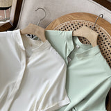 Women T-shirt Lightly Mature Curling V-neck Shirt