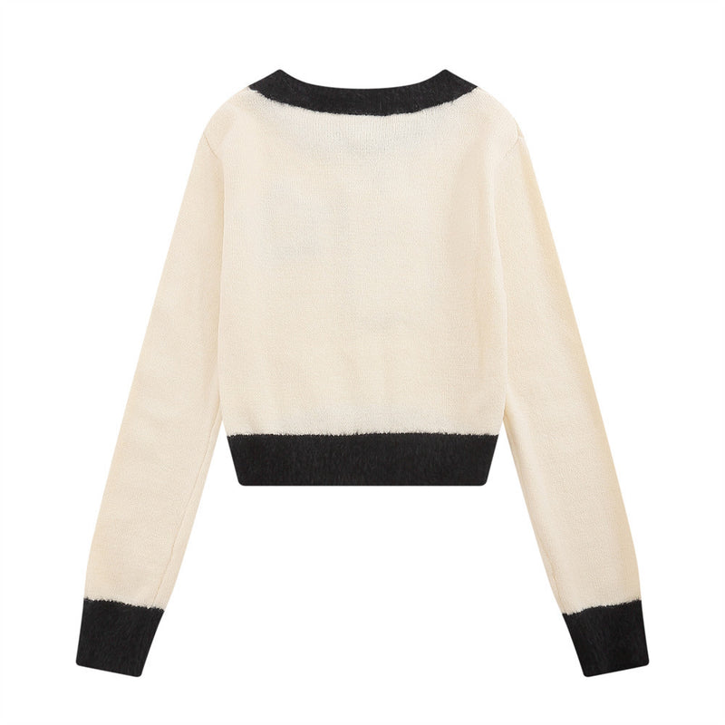 Women Sweater Girls' Casual Autumn Crew Neck Color Matching Long Sleeve