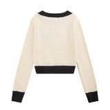 Women Sweater Girls' Casual Autumn Crew Neck Color Matching Long Sleeve