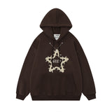 Men Hoodie Five-Pointed Star Embroidered Sweater Men's Long Sleeve Loose