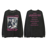 Men Long Sleeve Shirt Vintage Portrait Printing Long Sleeve Bottoming Shirt Distressed T-shirt for Men