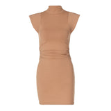 Women Halter Tops Summer Fashion Sleeveless Turtleneck Sheath Dress
