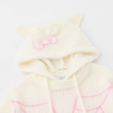 Women Sweater Spider Web Hello Kitty Hooded Sweater Female Loose Casual Sweater