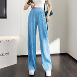 Palazzo Pants Design Sense Niche Corrugated Straight Wide-Leg Pants Women's Casual
