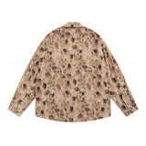 Men Long Sleeved T Shirt Floral Print Long Sleeve Shirt Men's Loose Spring and Autumn Lapel Shirt