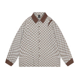 Men Long Sleeved T Shirt Contrast Color Long Sleeves Shirt Spring and Autumn High Street Loose Turn Button Shirt