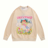 Men Hoodie Animal Lamb Oil Painting Printed Crew Neck Sweatshirt