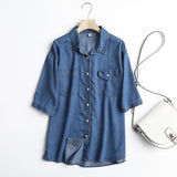 Women T-shirt Denim Shirt Women's Summer Short Sleeve Loose