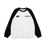 Men Hoodie Color-Block Raglan Sleeves round Neck Men's Casual Loose Long Sleeve