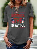 Women's Independence Day T Shirt Pattern Printed Short-Sleeved T-shirt