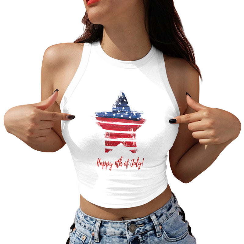 National Flag Day T Shirts Summer Printed Cropped Top