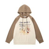 Men Hoodie Printed Pullover Hooded Sweater Men's Stitching Raglan Sleeve Sports Hoodie