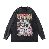 Men Long Sleeve Shirt Distressed Long Sleeve T-shirt Men and Women Oversize Casual Couple