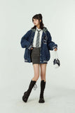 Unisex Jacket Autumn Washed Denim Hooded Jacket Women's Clothing
